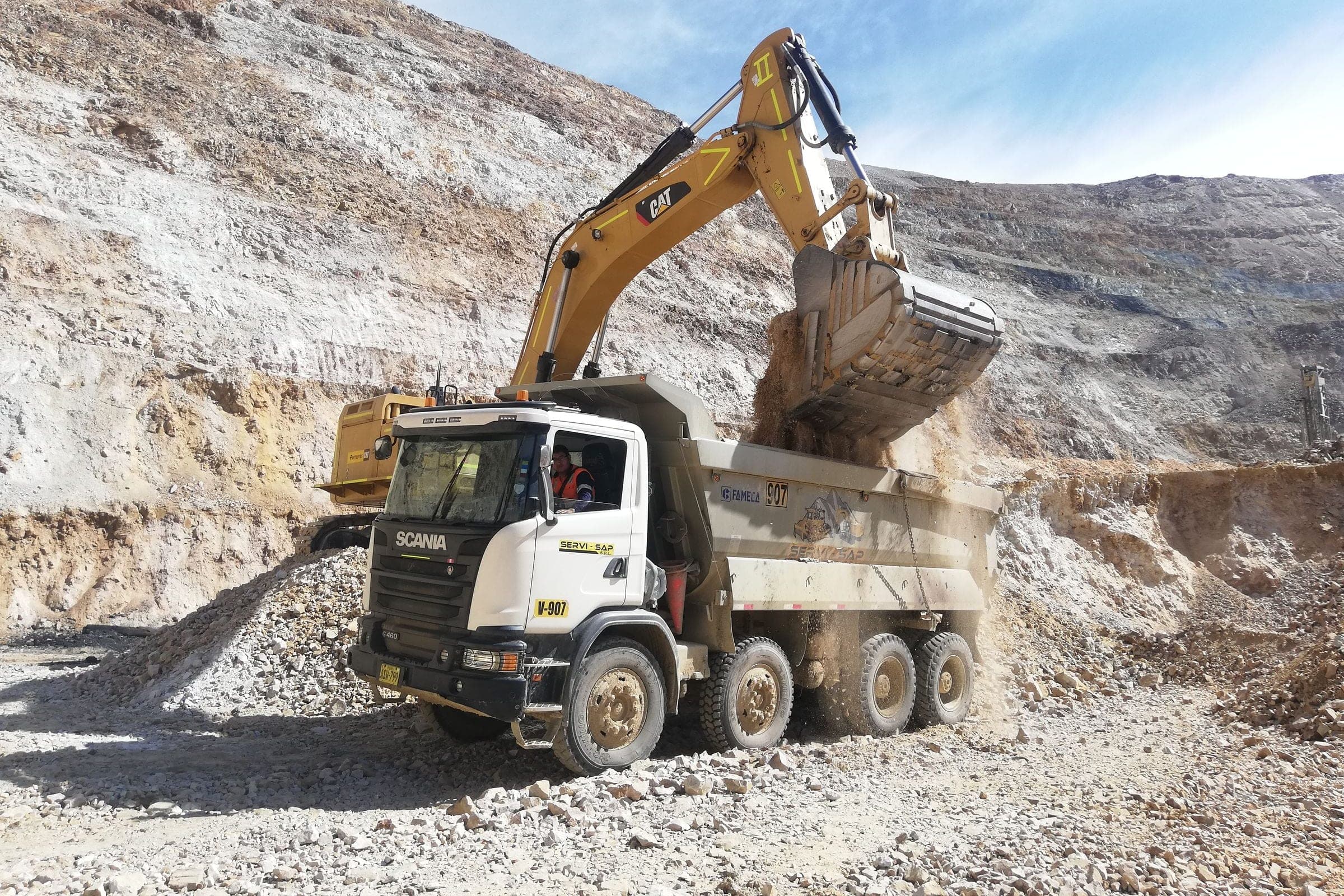 Active quarry with heavy fleet